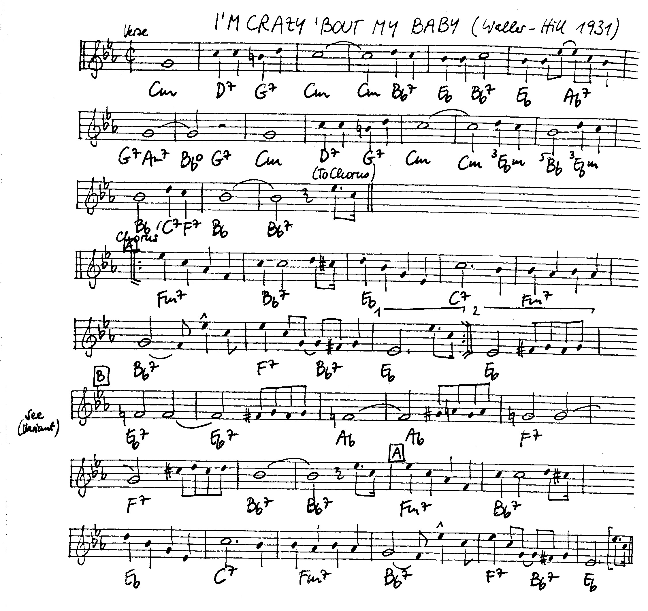 i'm crazy 'bout my baby leadsheet – book us for your next 20s or gatsby event